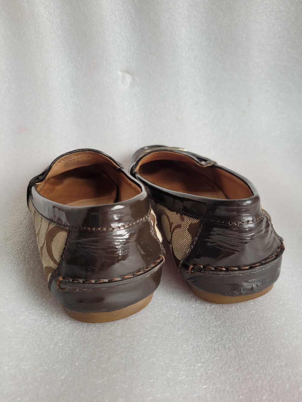 Coach Signature Canvas Loafers Brown with Metal Accent Vintage - Picture 8 of 15